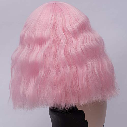 Nunubee Madame Wig Fashion Brazalete plano Pelo rizado Rizado Rosa agua