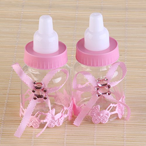 NUOLUX 12pcs Botella de Caramelo favores de la Fiesta de Bienvenida al bebé Caja de Regalo del Estilo alimentador (Rosa)