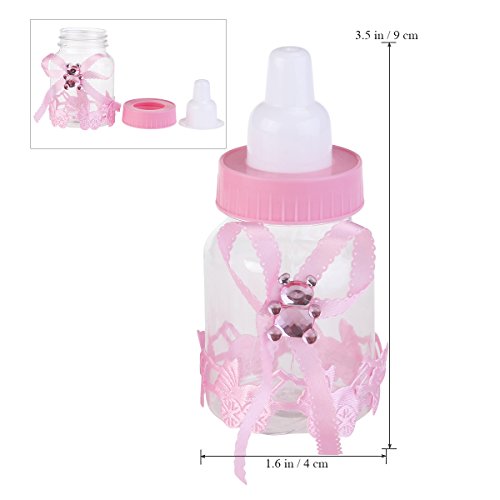 NUOLUX 12pcs Botella de Caramelo favores de la Fiesta de Bienvenida al bebé Caja de Regalo del Estilo alimentador (Rosa)