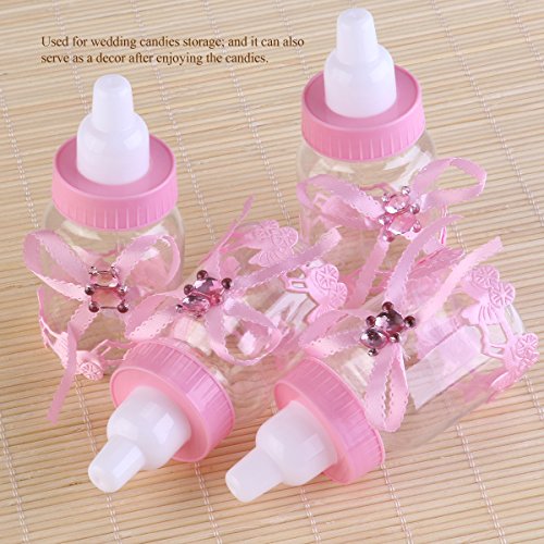 NUOLUX 12pcs Botella de Caramelo favores de la Fiesta de Bienvenida al bebé Caja de Regalo del Estilo alimentador (Rosa)