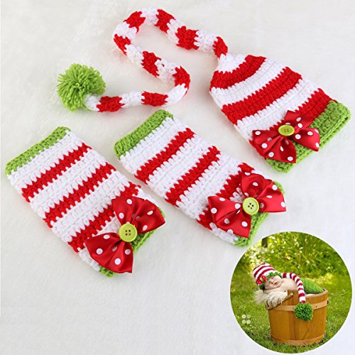 NUOLUX Disfraz Fotografía Props Crochet Sombrero y Ropa para Bebé en Navidad Día