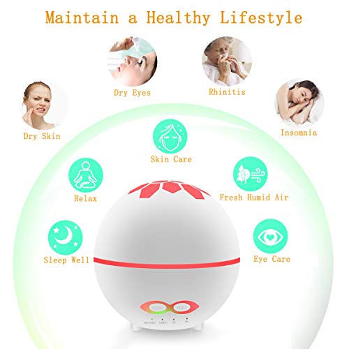 NUONA Humidificador Ultrasónico Silencioso, 400ml Aceites Esenciales Difusor Aromaterapia Con [7 Luces de Colores][Control Remoto][Temporizador] para Niños,Apartamento,Sala de Estar,Dormitorio,Oficina