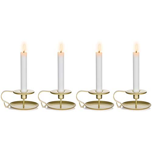 Nuptio Cónicos Candelabros con Candelabros, Candelabros de Mesa Dorados para la Ceremonia de la Fiesta Bodas, Soporte de Velas para la Exhibición Decoración del Comedor Navidad Halloween, 4 Piezas