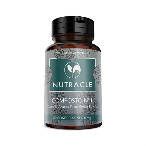 NUTRACLE - COMPOSTO N.1 - Fuerte drenaje natural 60 comprimidos de 400 mg Ayuda a la microcirculación, drena el exceso de líquidos, Contra las piernas cansadas e hinchadas