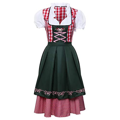 NUWIND - Vestido Dirndl de Oktoberfest para Mujer, Disfraz Fiesta Mujeres Tradicional Manga Corta para Adultos (M)