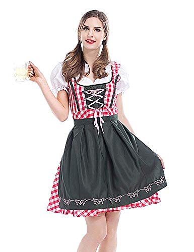 NUWIND - Vestido Dirndl de Oktoberfest para Mujer, Disfraz Fiesta Mujeres Tradicional Manga Corta para Adultos (M)