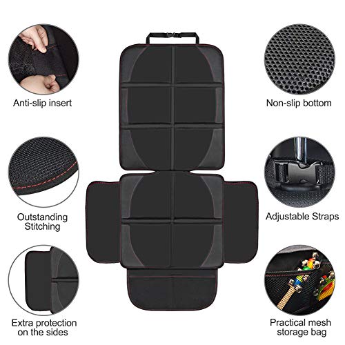 NWOUIIAY Protectores Asientos Coche 2PCS Fundas Asiento Coche Antideslizante Impermeable Fundas para Sillas Coche de Bebé con Organizadores Bolsillos Fácil de Limpiar