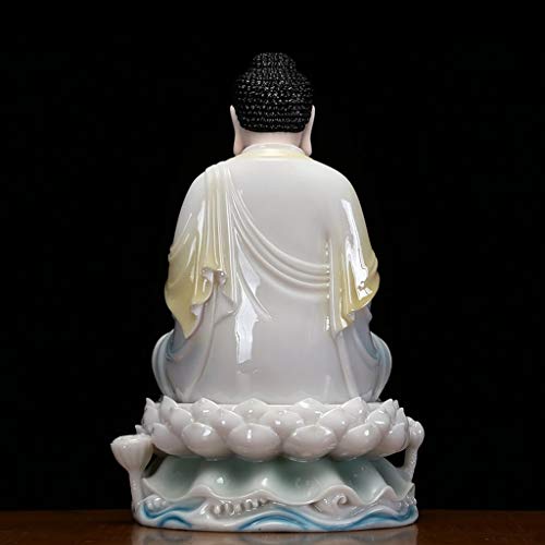 NYKK Estatua de Buda Buda pacífica de mármol Blanco de la decoración de 16 Pulgadas Estatua Estatua Decorativa Buda meditando Buda meditando