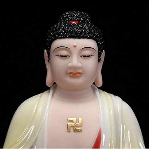 NYKK Estatua de Buda Buda pacífica de mármol Blanco de la decoración de 16 Pulgadas Estatua Estatua Decorativa Buda meditando Buda meditando