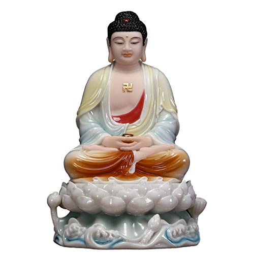 NYKK Estatua de Buda Buda pacífica de mármol Blanco de la decoración de 16 Pulgadas Estatua Estatua Decorativa Buda meditando Buda meditando