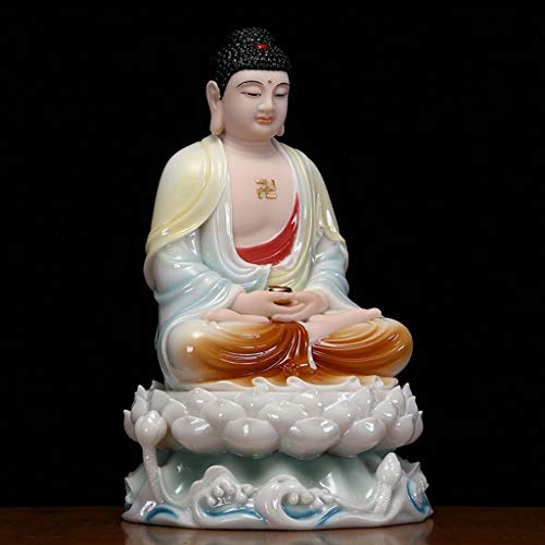 NYKK Estatua de Buda Buda pacífica de mármol Blanco de la decoración de 16 Pulgadas Estatua Estatua Decorativa Buda meditando Buda meditando