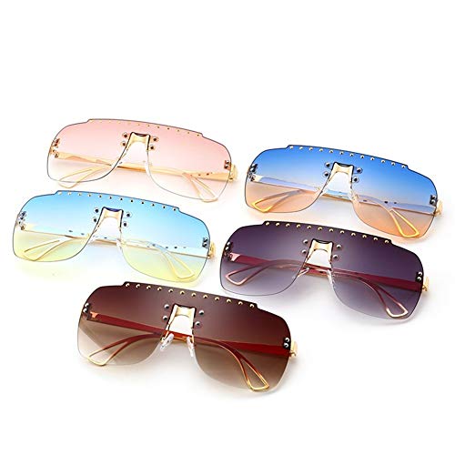 NZQWJ 2018 Nueva Tendencia de la Moda en Europa y América sin Montura Gafas de Sol de Las Gafas de Sol Femeninas Remaches integrales graduada de Diamante (Color : C)