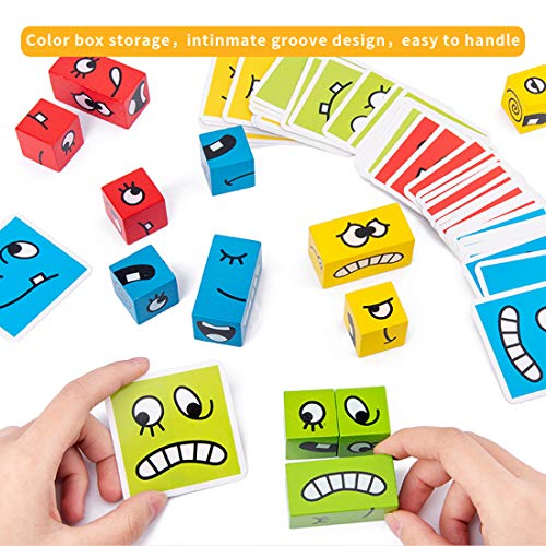 O-Kinee Cubos de Cambio de Cara de Juguete Montessori Juguetes Educativos Bloques Pensamiento Entrenamiento Lógica Rompecabezas Educativos Regalo para Niños en Edad Preescolar