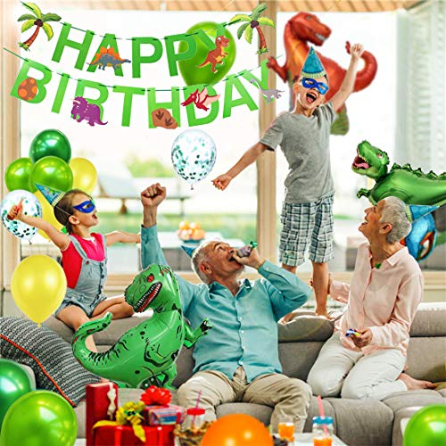 O-Kinee Decoracion Cumpleaños Dinosaurios,Globos de Cumpleaños Dinosaurios,Adornos Cumpleaños Dinosaurios,Guirnalda Feliz Cumpleaños,Fiestas de Dinosaurios Globos (verde)