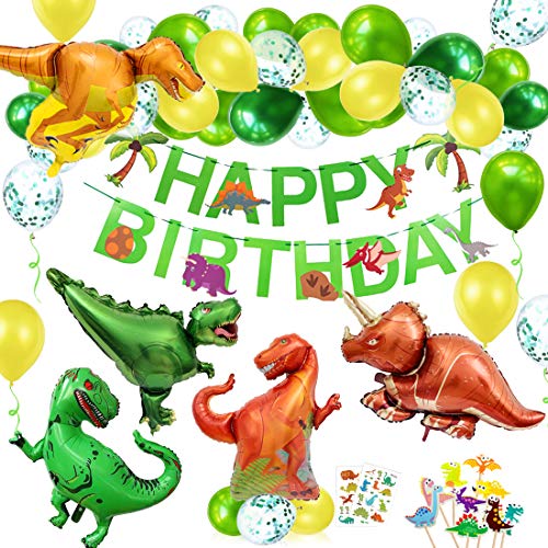 O-Kinee Decoracion Cumpleaños Dinosaurios,Globos de Cumpleaños Dinosaurios,Adornos Cumpleaños Dinosaurios,Guirnalda Feliz Cumpleaños,Fiestas de Dinosaurios Globos (verde)