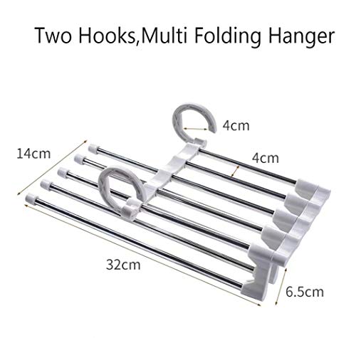 O-Kinee Perchas Pantalones Multiple, 2PCS Pantalones Percha Extensible Ahorro de Espacio Organizador de Armario Antideslizante para Bufandas Jeans Ropa Pantalones Toallas