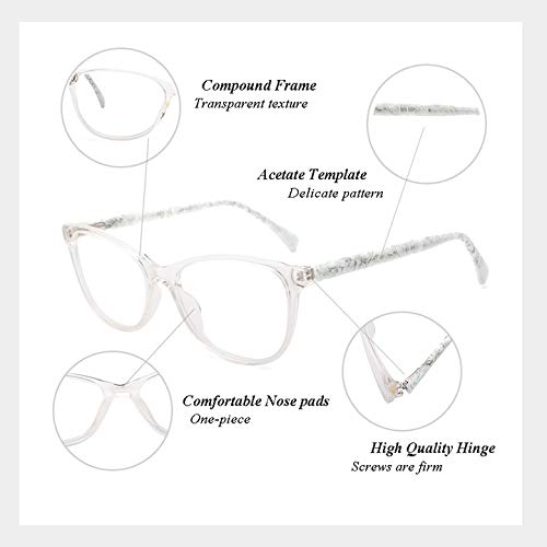 O-Q CLUB Monturas de Gafas Lente de Luz Anti-azul Gafas sin Receta HD Fácil de Combinar (Transparente)