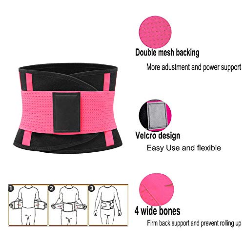 O RLY Faja Reductora Adelgazante para Hombre y Mujer Trimmer de Cintura Cinturón de Sudor,Cinturón de Fitness para acelerar la pérdida de Peso, Quema de Grasa, Efecto Sauna Rosa