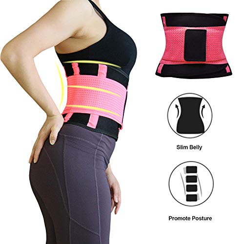 O RLY Faja Reductora Adelgazante para Hombre y Mujer Trimmer de Cintura Cinturón de Sudor,Cinturón de Fitness para acelerar la pérdida de Peso, Quema de Grasa, Efecto Sauna Rosa