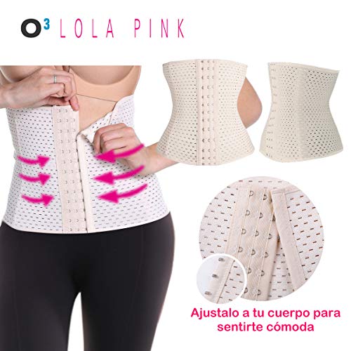 O³ Corset Reductor Adelgazante Mujer – Tallas S – XXXL | Fajas Reductoras Adelgazantes para Body Mujer Lola Pink– Fajas Colombianas Cómodas y Ligeras – Blanco M/38