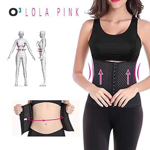 O³ Corset Reductor Adelgazante Mujer – Tallas S – XXXL | Fajas Reductoras Adelgazantes para Body Mujer Lola Pink– Fajas Colombianas Cómodas y Ligeras – Negro XXXL/46