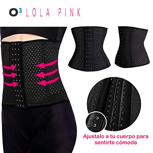 O³ Corset Reductor Adelgazante Mujer – Tallas S – XXXL | Fajas Reductoras Adelgazantes para Body Mujer Lola Pink– Fajas Colombianas Cómodas y Ligeras – Negro XXXL/46