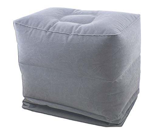 ObboMed HR-7330 Almohada Inflable de Viaje para Descanso del Pié de 3 Capas, Almohada Plegable y Ajustable en Altura para Relax de Pies/Piernas; Gris - 45 x 42 x 30 cm