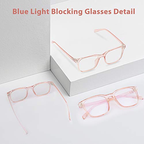 Occffy Gafas para Ordenador Anti luz Azul Antifatiga Sin Graduacion Gafas Luz Azul para PC, Gaming, Tablet, Lectura, Video Juegos Lentes Transparente Hombre Mujer Oc092 (Rosa)