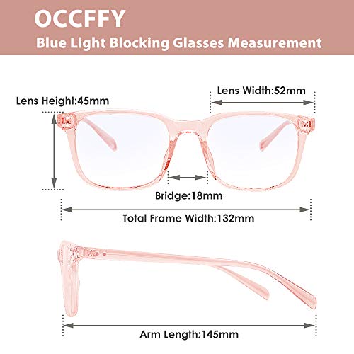 Occffy Gafas para Ordenador Anti luz Azul Antifatiga Sin Graduacion Gafas Luz Azul para PC, Gaming, Tablet, Lectura, Video Juegos Lentes Transparente Hombre Mujer Oc092 (Rosa)