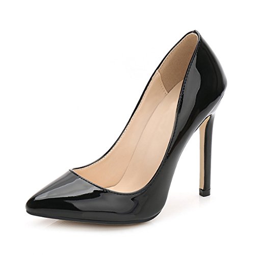 OCHENTA -11CM Zapatos de Tacón de Aguja Puntiagudo Punta Cerrada Diseño Elegante Modo para Fiesta y Boda para Mujer Negro Asiatique 35-EU 34.5