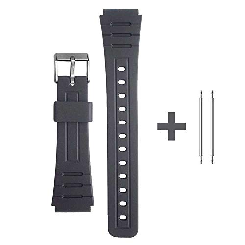 OcioDual Correa de Repuesto Compatible con Reloj Casio F-91W Negra Pulsera 18mm Plastico con Pasadores Metálicos Recambio F91