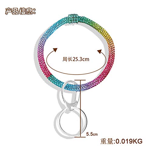 Ocobudbxw Pulsera de Diamantes de imitación Brillante Llavero de aro Grande Llavero de muñeca joyería de Mujer