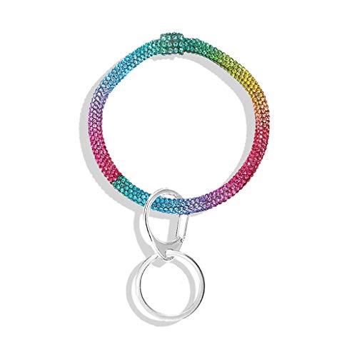 Ocobudbxw Pulsera de Diamantes de imitación Brillante Llavero de aro Grande Llavero de muñeca joyería de Mujer