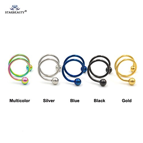 ODETOJOY 1 Par Unisex Mujer Hombre Punk Moda Espiral Helix Pendientes Rock Cartilage Clip Cuerpo Piercing Joyería