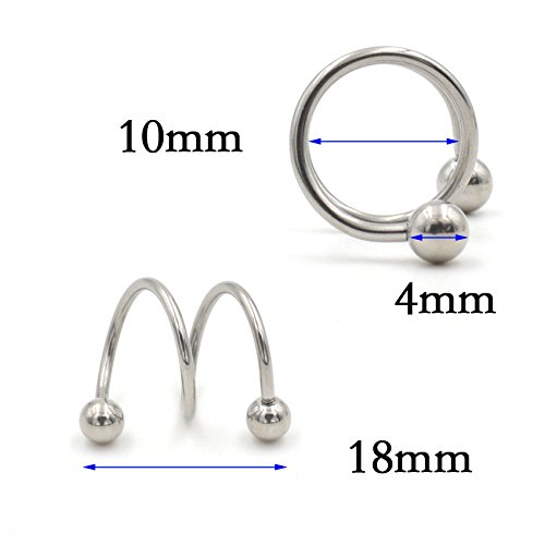 ODETOJOY 1 Par Unisex Mujer Hombre Punk Moda Espiral Helix Pendientes Rock Cartilage Clip Cuerpo Piercing Joyería