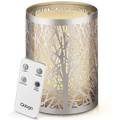 Odoga Difusor de Aceite Esencial de Aromaterapia, Decorativo Humidificador Frío Ultrasónico, Silencioso, de 100mL con Efecto Luz de Vela Blanco Cálido, Mando A Distancia