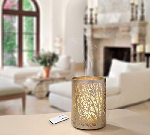 Odoga Difusor de Aceite Esencial de Aromaterapia, Decorativo Humidificador Frío Ultrasónico, Silencioso, de 100mL con Efecto Luz de Vela Blanco Cálido, Mando A Distancia