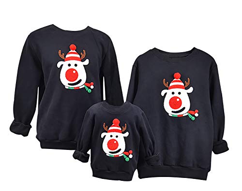 ODOKEI Sueter Navideño Familiar Jerseys Navideños Familiares Niño Niña Sueter Hombre Mujer para la Familia Jerseys Navideños Capucha Jersey de Navidad bebé F