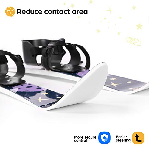 Odoland Tablas de Snowboard y Bastones de Esquí para Niños Principiantes, Snowboard de Baja Resistencia para Niños de hasta 4 Años - Snowboard y Ski Sticks Kit para Niños, Azul Oscuro