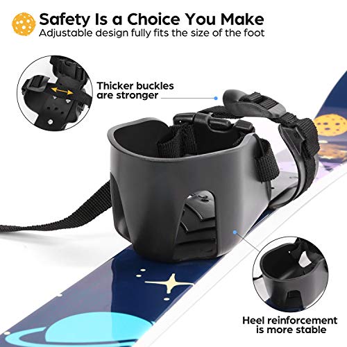 Odoland Tablas de Snowboard y Bastones de Esquí para Niños Principiantes, Snowboard de Baja Resistencia para Niños de hasta 4 Años - Snowboard y Ski Sticks Kit para Niños, Azul Oscuro