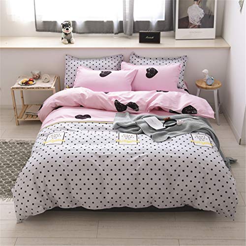 Odot Juego de Ropa de Cama de 3 Piezas, Amor Corazon Impresión Microfibra Cómodo Juego de Fundas de Edredón con 1 Funda Nórdica y 2 Funda de Almohada Familiar y Niños (Cama 90-150x200cm,Lunares)
