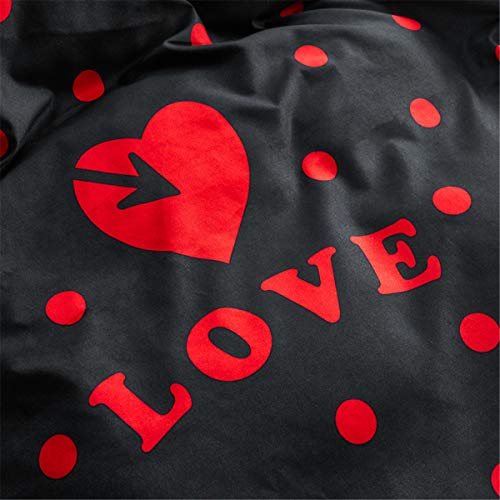 Odot Juego de Ropa de Cama de 4 Piezas, Amor Corazon Microfibra Cómodo Juego de Fundas de Edredón con Funda Nórdica y unda de Almohada Sábana Encimera (Cama 150/160-220x240cm,Polka Dot)