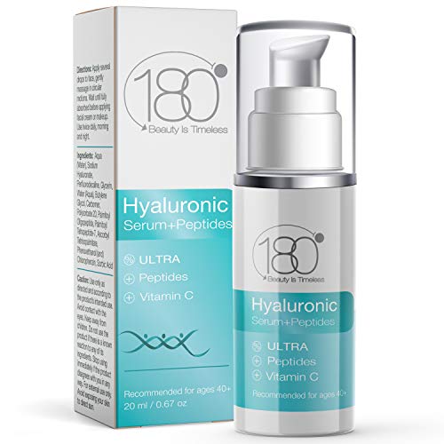 OFERTAS DEL DÍA - 180 Cosmetics EL MEJOR suero de ácido hialurónico + péptidos y vitamina C (superpotente) - Recomendado para edades a partir de 40 años