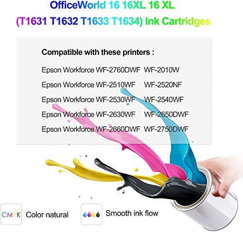 OfficeWorld 16XL Alta Capacidad Cartuchos de Tinta Compatible para Epson 16 con Epson Workforce WF-2630WF WF-2630 WF-2510 WF-2530 WF-2650 WF-2750 WF-2760 WF-2010 WF-2540 WF-2660 WF-2520,18 Multipack