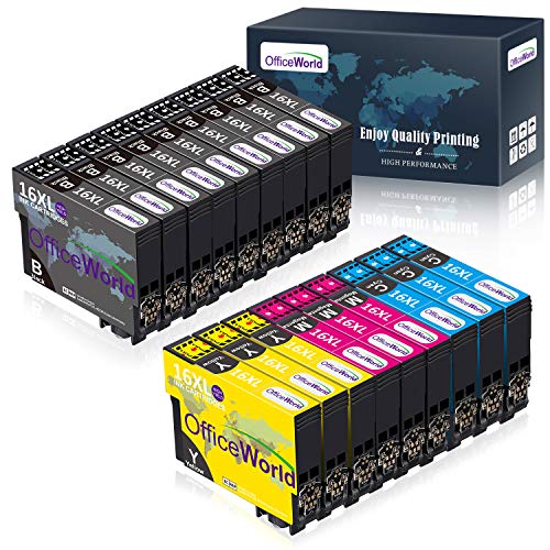 OfficeWorld 16XL Alta Capacidad Cartuchos de Tinta Compatible para Epson 16 con Epson Workforce WF-2630WF WF-2630 WF-2510 WF-2530 WF-2650 WF-2750 WF-2760 WF-2010 WF-2540 WF-2660 WF-2520,18 Multipack