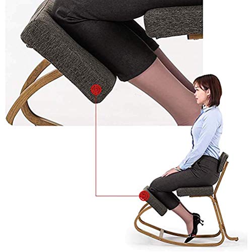 Oficina de sillas de rodillas Silla ergonómica para arrodillarse, con respaldo, mecedora Taburete de madera para arrodillarse Asiento acolchado grueso Mejora tu postura Asiento de equilibrio ortopédi