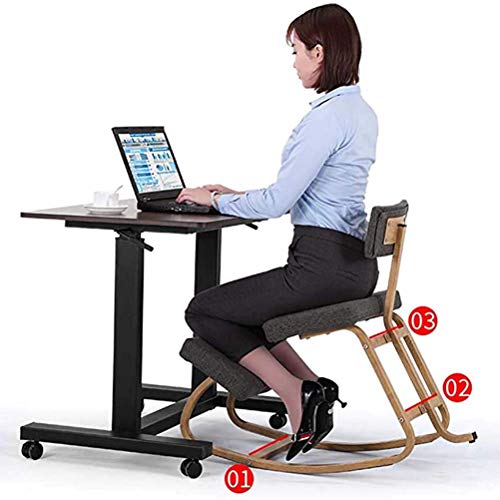 Oficina de sillas de rodillas Silla ergonómica para arrodillarse, con respaldo, mecedora Taburete de madera para arrodillarse Asiento acolchado grueso Mejora tu postura Asiento de equilibrio ortopédi