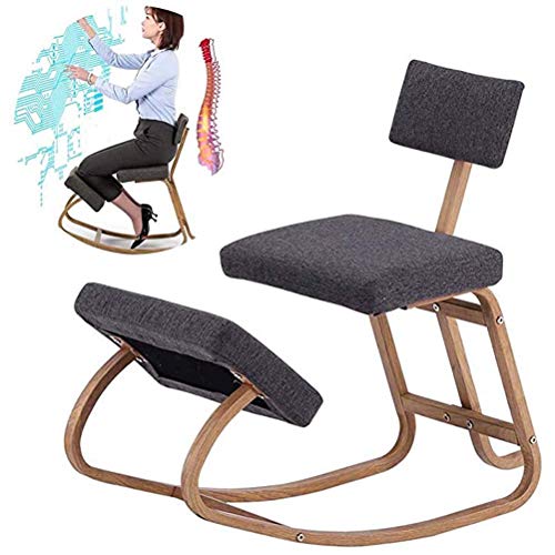 Oficina de sillas de rodillas Silla ergonómica para arrodillarse, con respaldo, mecedora Taburete de madera para arrodillarse Asiento acolchado grueso Mejora tu postura Asiento de equilibrio ortopédi