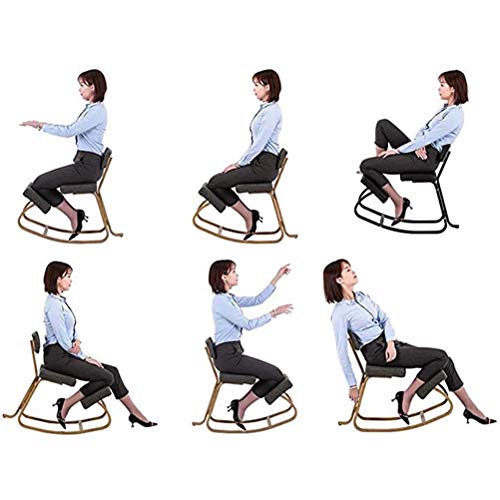 Oficina de sillas de rodillas Silla ergonómica para arrodillarse, con respaldo, mecedora Taburete de madera para arrodillarse Asiento acolchado grueso Mejora tu postura Asiento de equilibrio ortopédi