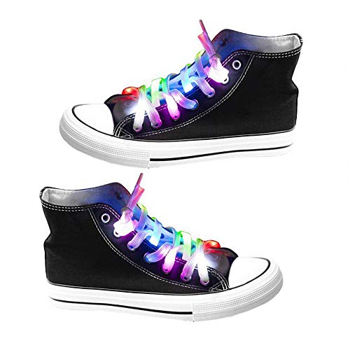 OFKPO 1 Par Cordones de Zapatos LED Multicolor Impermeables con 3 Modos luz Flash para Fiestas Running Deportes ect